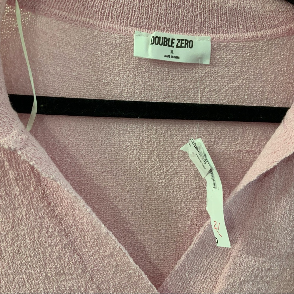 Double Zero NWT Stretchy Oversized Pretty Pink Sweater w/ Collar Size XL - Picture 3 of 3